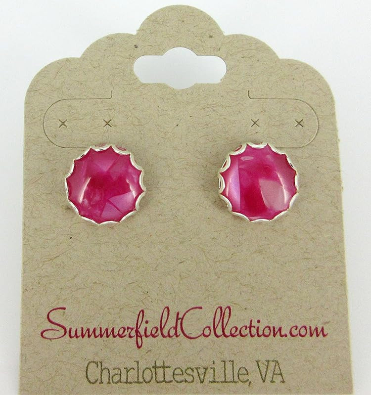 Summerfield Collection Stainless Steel Faux Shell Stud Earrings 12mm (Magenta)