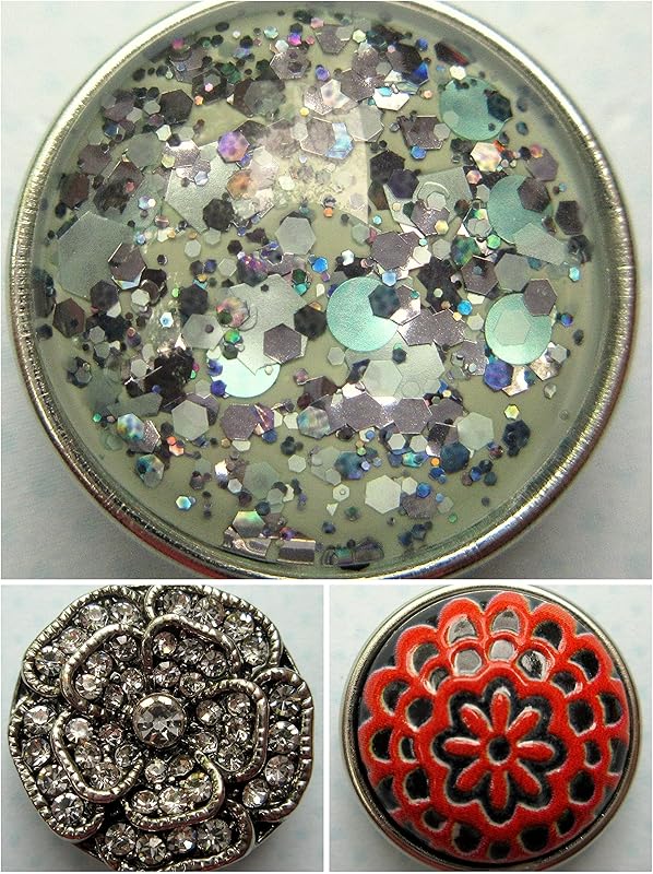 Summerfield Collection Interchangeable Snap Bracelet 3 Charm Set Mint Glitter Glass Faux Pearl Stretch